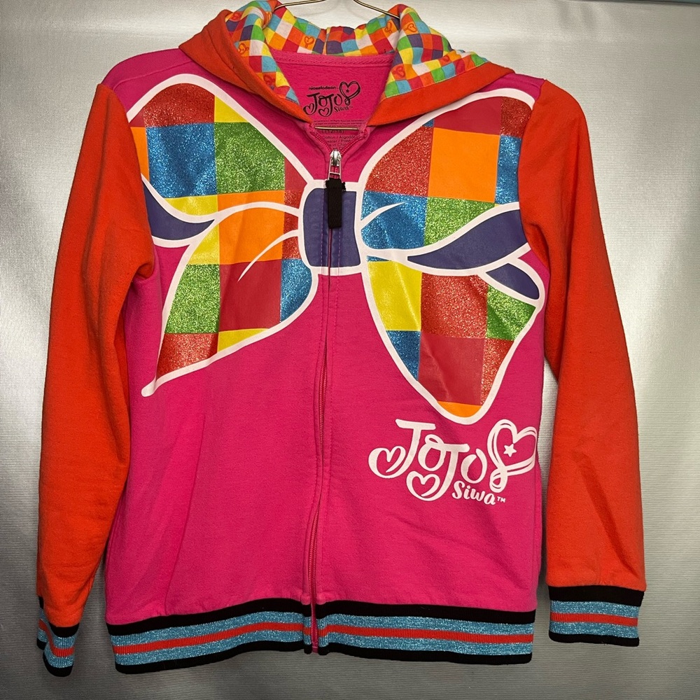JoJo Siwa Girls' Big Bow Zip Up Athletic Hoodie Pink